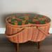 Vintage 1970s Faux Leather Patchwork Singer Sewing Basket - Mid Century Legs