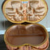Vintage 1970s Faux Leather Patchwork Singer Sewing Basket - Mid Century Legs