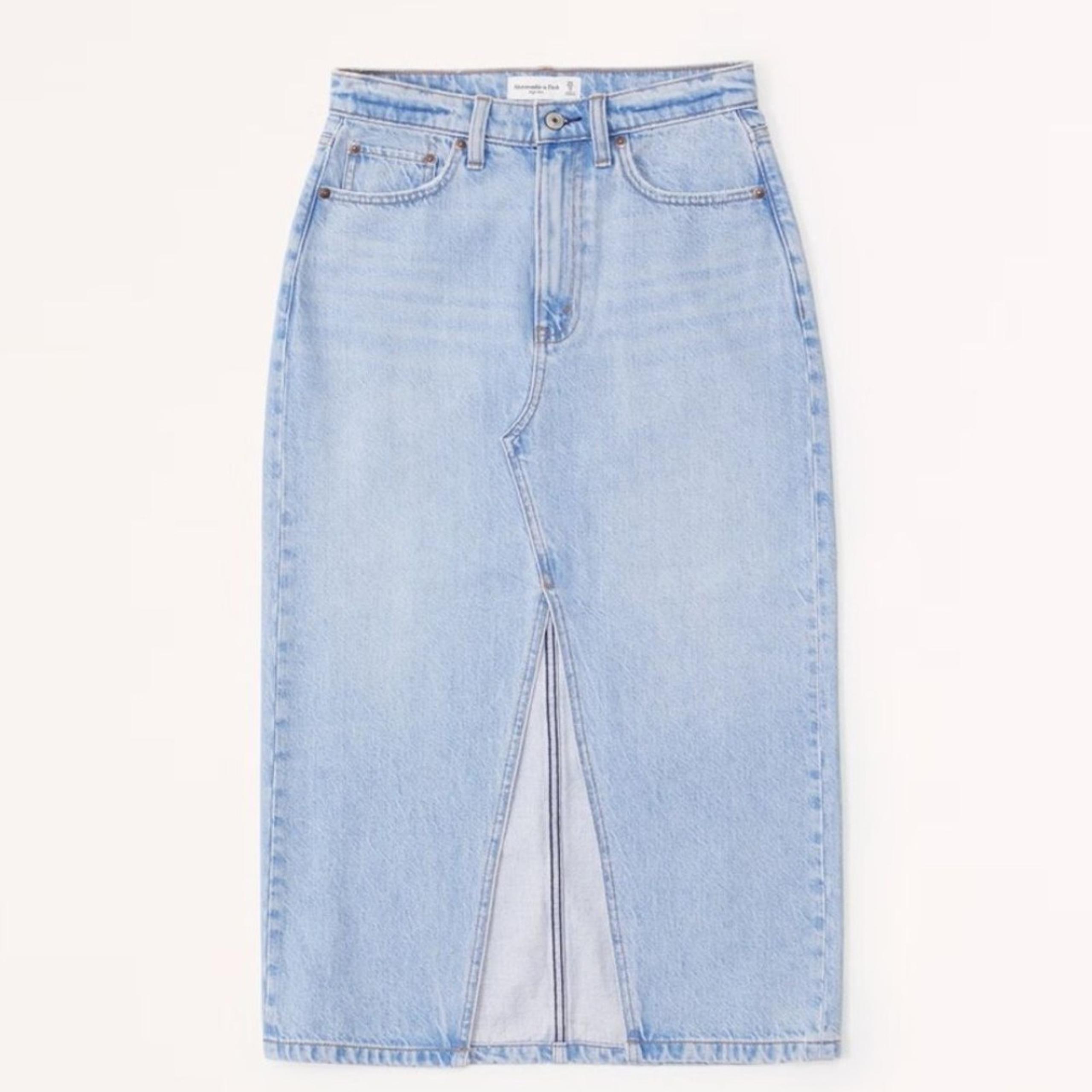 NEW Abercrombie & Fitch front slit denim midi skirt women’s plus size 18 / 34