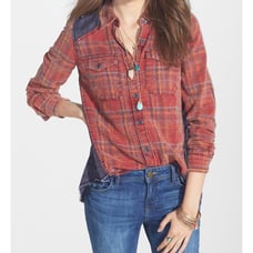 Free People Road Trip Getaway Plaid Flan