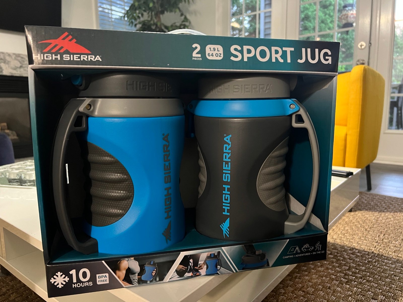 High Sierra 64oz Max Hydrate Sport Jug, Up to 10 Hours Cold (2 Pack, Blue/Gray)