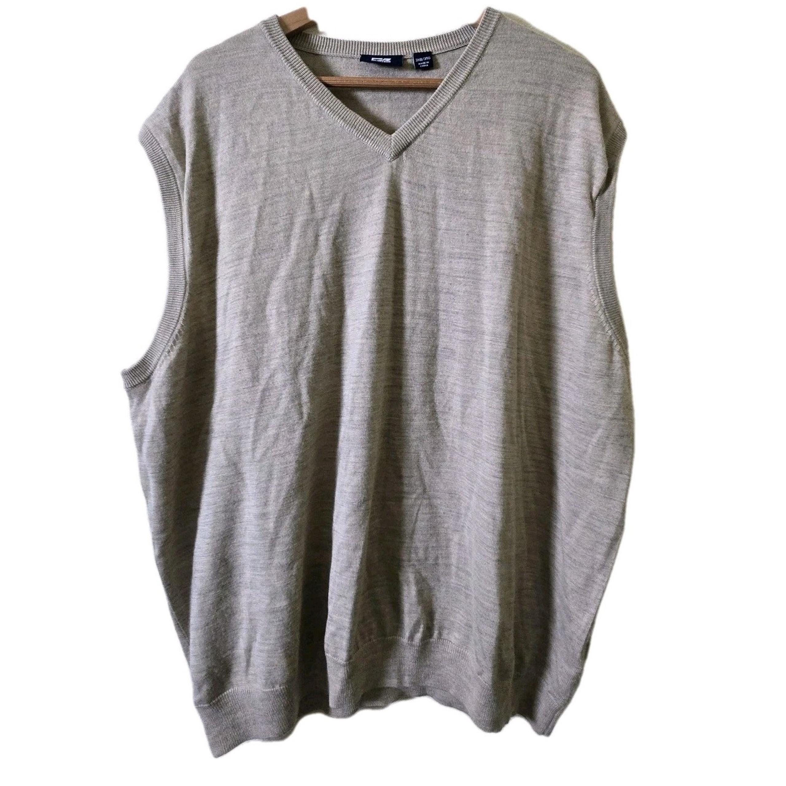 Cutter And Buck Mens 3XB Oatmeal Sweater Vest Merino Wool Blend