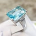*NEW Huge Aquamarine Diamond 925 Silver Ring