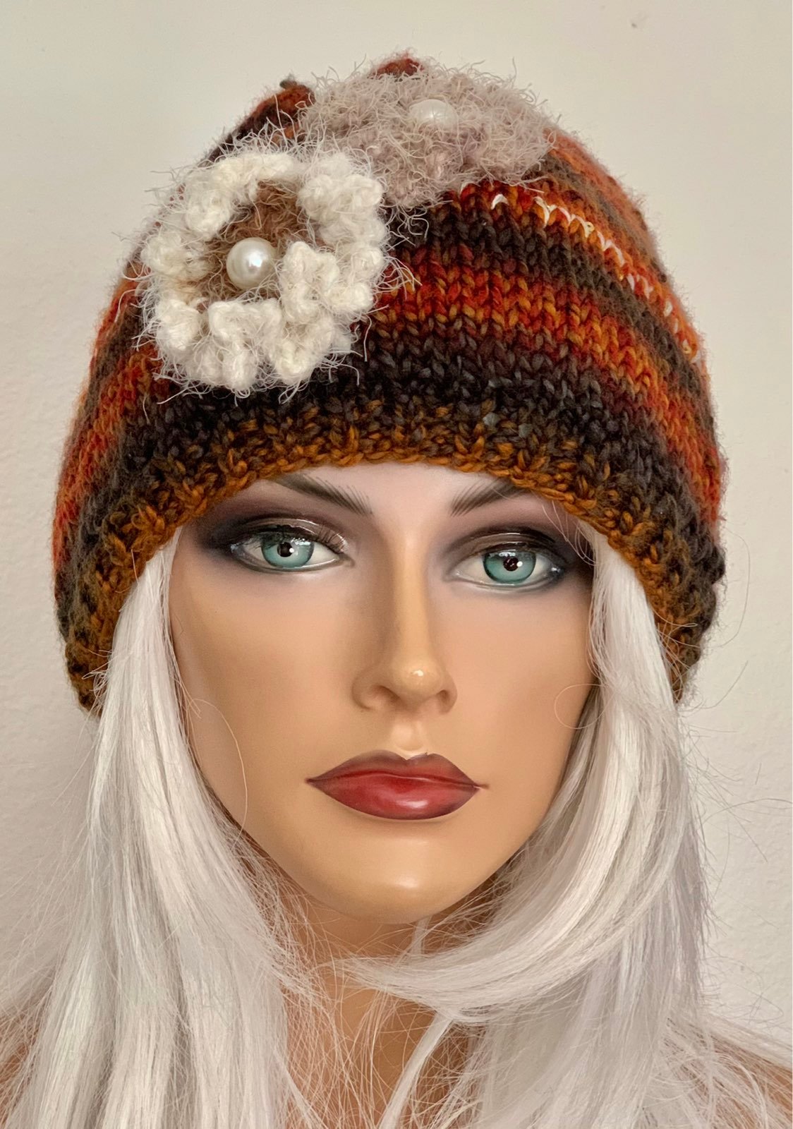 Hand Knits 2 Love Slouch Beanie Flower