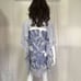 PARKER White Blue Palm Print Sheer Beach Cover Up One Size