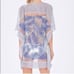 PARKER White Blue Palm Print Sheer Beach Cover Up One Size