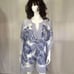 PARKER White Blue Palm Print Sheer Beach Cover Up One Size
