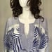 PARKER White Blue Palm Print Sheer Beach Cover Up One Size