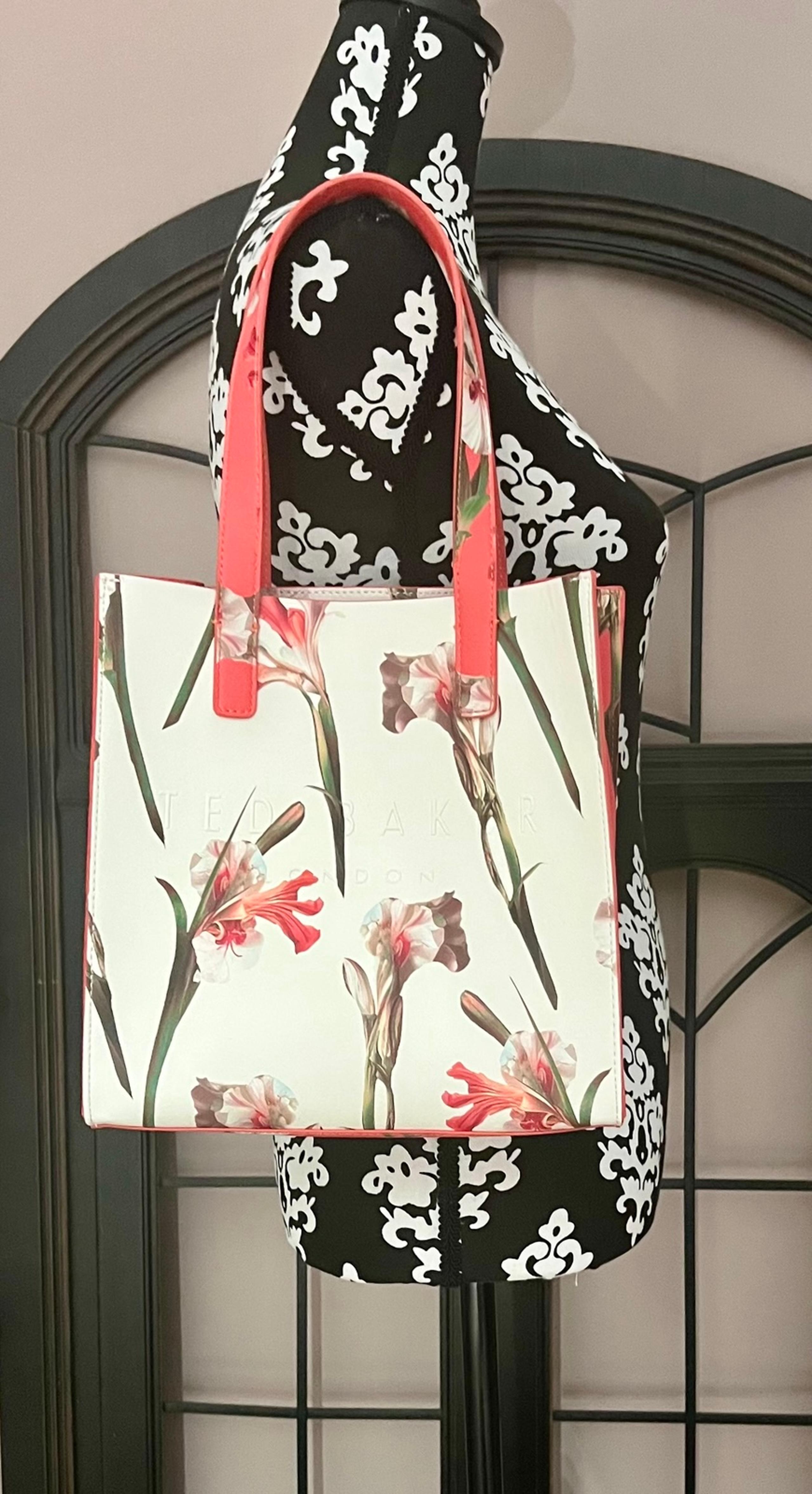TED BAKER LONDON Iris Floral Orange & Cream Medium Icon Tote