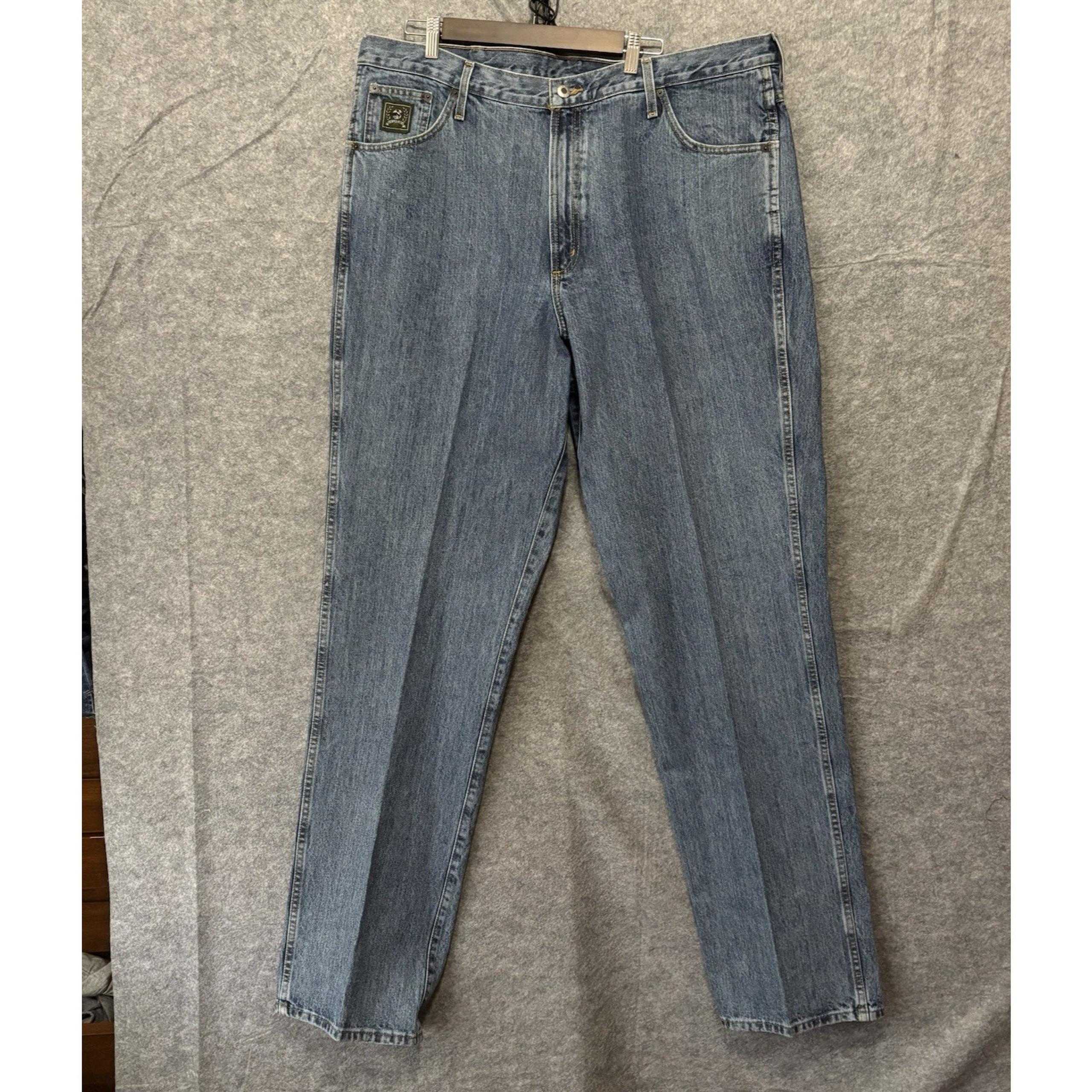 Cinch Relaxed Fit Jeans Mens 42 x 38 Blue Straight Leg STARCHED Western Cowboy