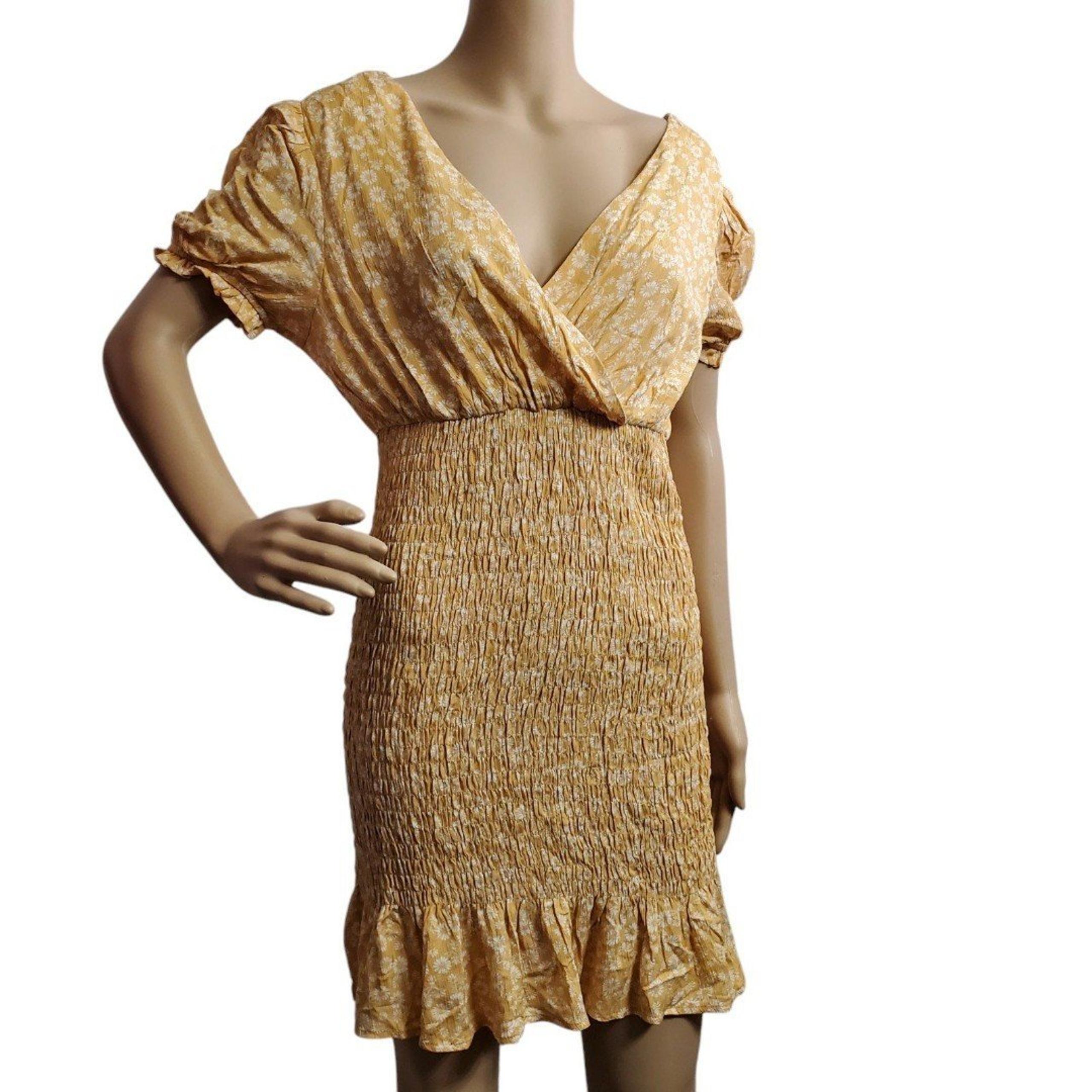 Lumiere URBAN OUTFITTERS Floral Spring Summer Mini Dress Large L Yellow