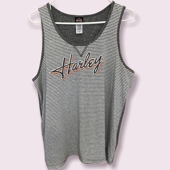 Harley-Davidson NWOT Grey/White Striped Tank Top
