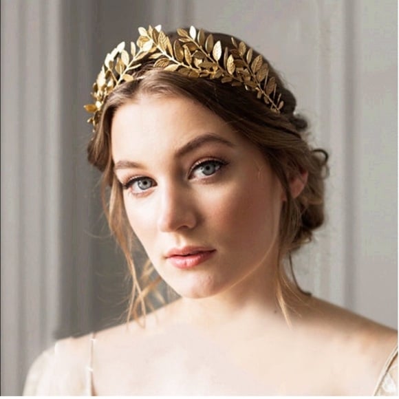 NEW Gold Leaf Grecian Tiara Crown Ethereal Bridal Bride Wedding Costume