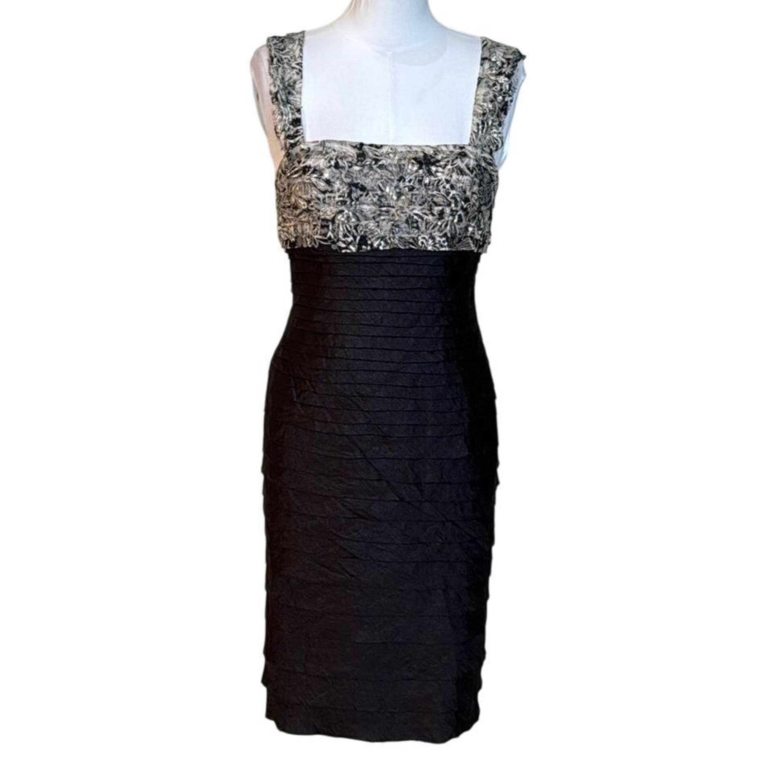 JS Collections Cocktail Dress Black Tiered Sleeveless Party Dress Size 8