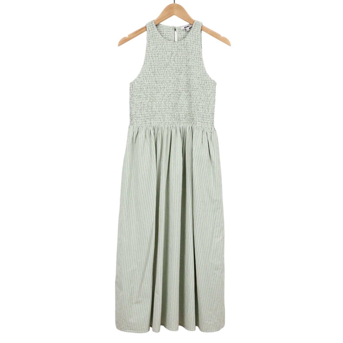 NWT Madewell Melody Smocked Poplin Midi Dress in Pistachio Size Medium