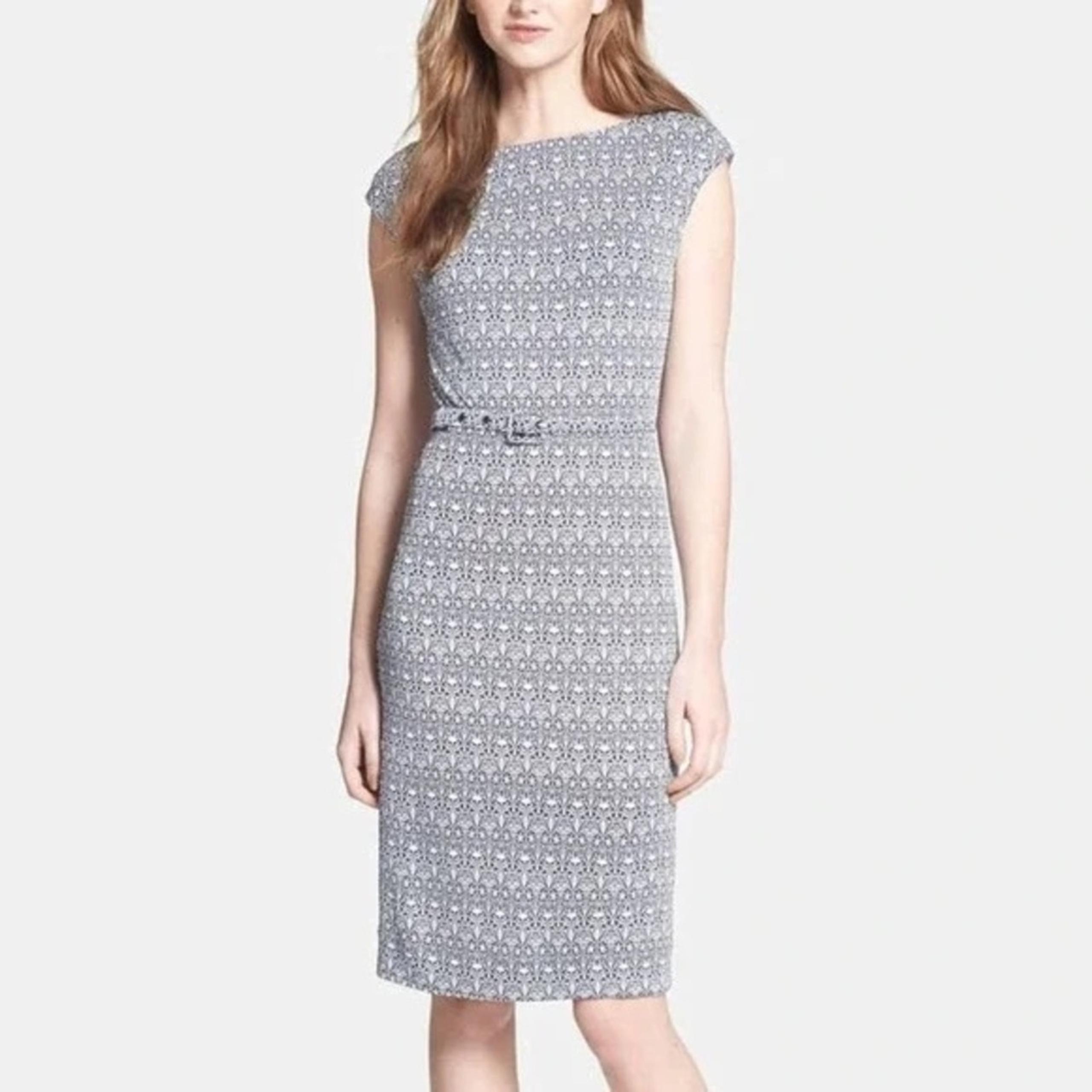 Tory Burch Jamie Jersey Knit Dress in Navy Blue Combo Size Large.