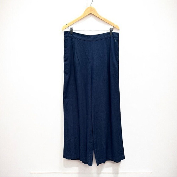 NEW NWOT Madewell Linen-Blend Pull-On High-Rise Wide-Leg Pants Size XL