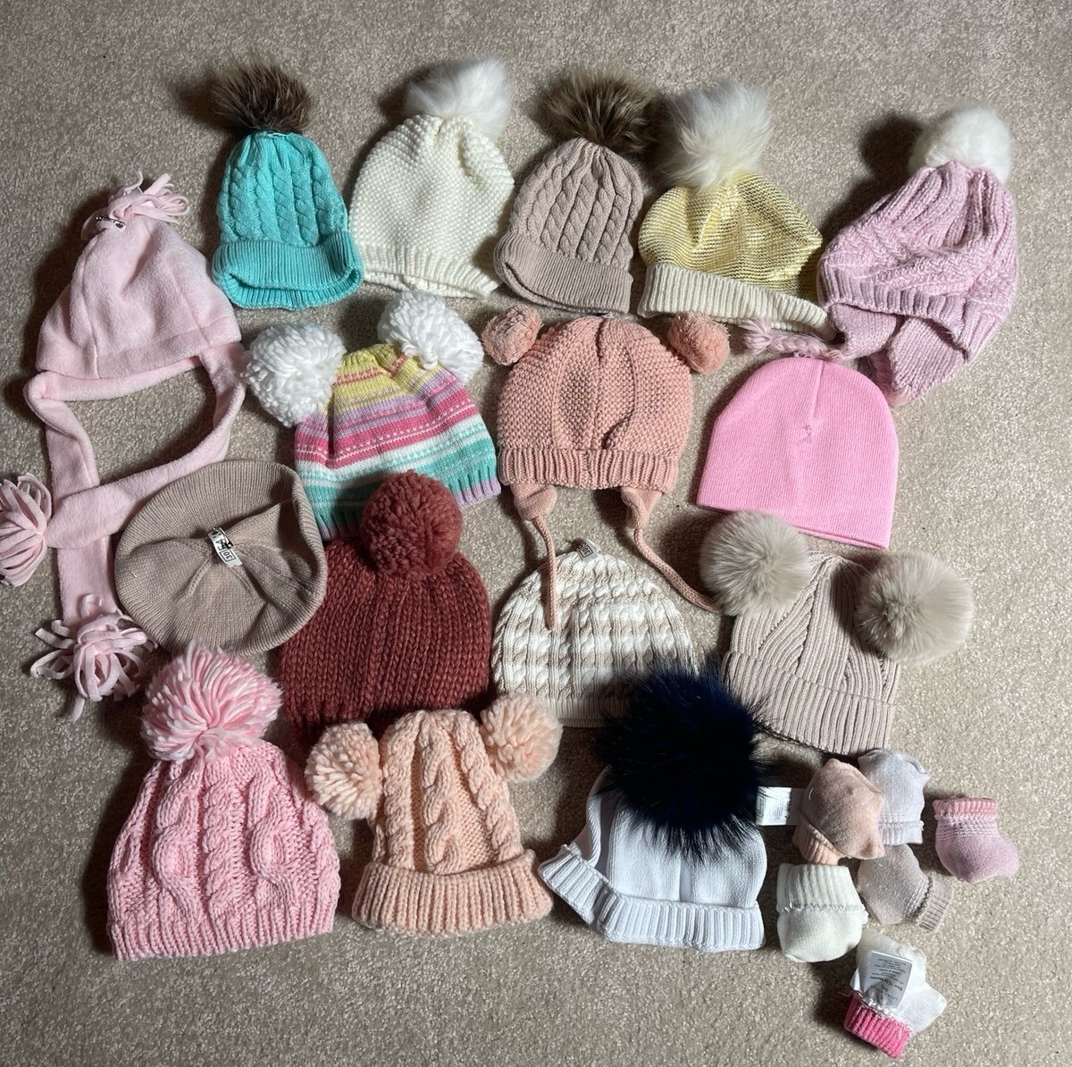 22pc baby girl cute winter hat beanie bundle