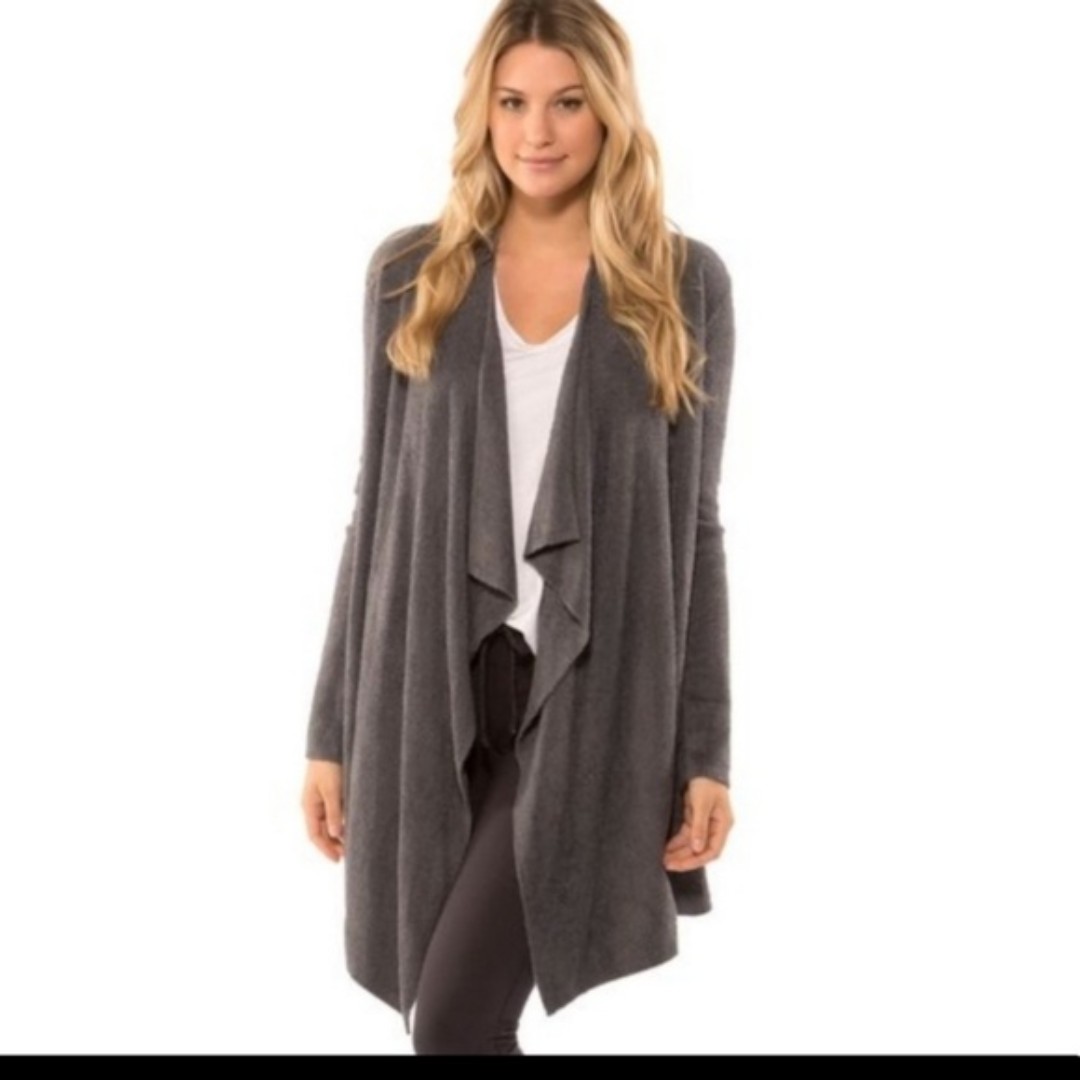Barefoot Dreams Grey Cozychic Lite Calypso Wrap Cardigan Sz M