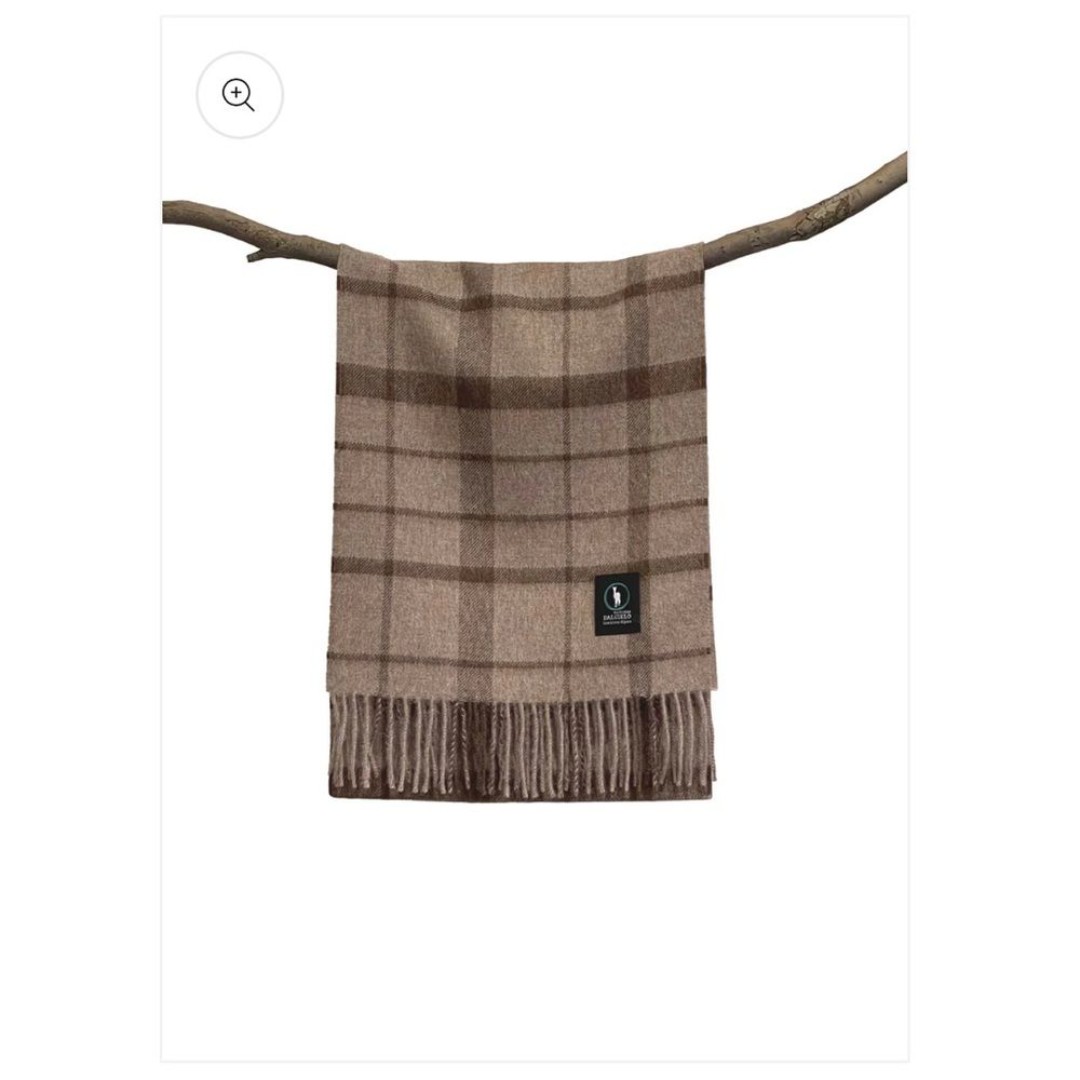 New Dalcielo Baby Alpaca Check Scarf Eco Friendly Rose Grey Brown