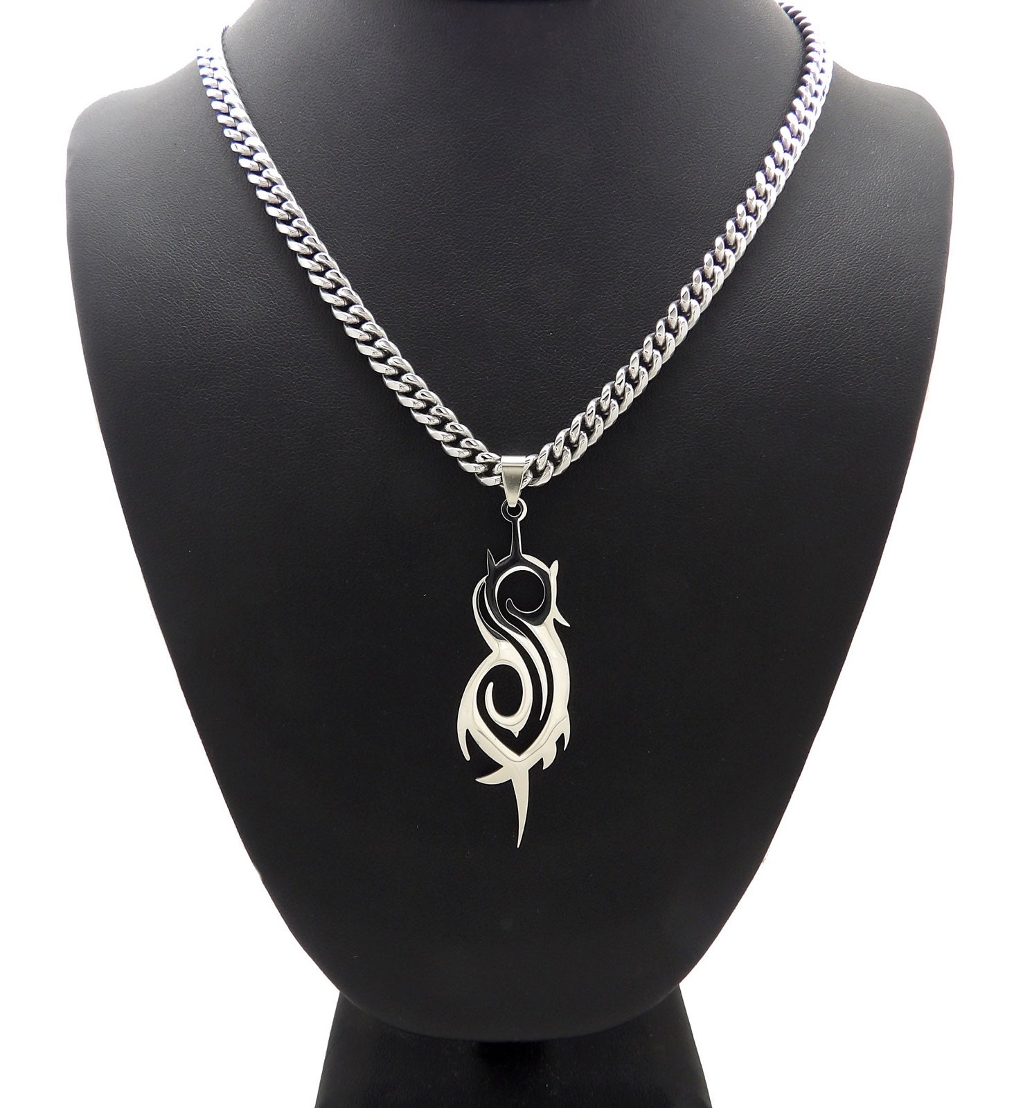 NEW STAINLESS STEEL SLIPKNOT PENDANT & 6mm 20” STAINLESS STEEL CUBAN CHAIN