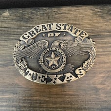 Great State of Texas Solid Brass Vintage Belt Buckle - Award Design Medals
