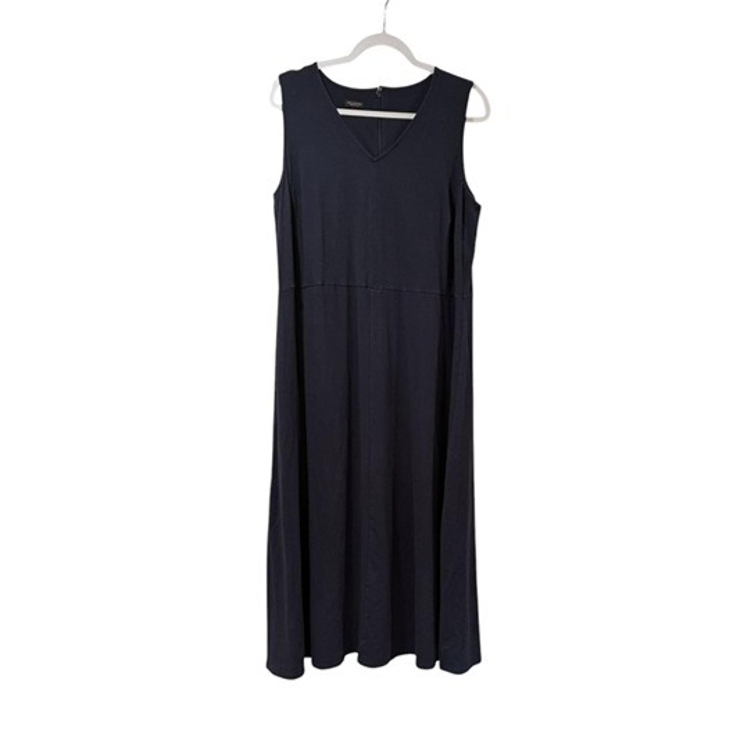 Talbots Petites Dark Blue V-neck Back Zip Sheath Sleeveless Midi Dress Sz 2Xp
