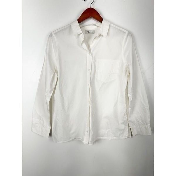ROWAN Sz L Long Sleeve Twill Top Button Down Preppy Career Collared Shirt White