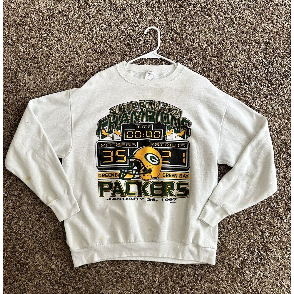 Vintage DELTA Green Bay PACKERS sweater FOOTBALL NFL SUPER BOWL CHAMPION 1997 XL