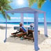Foldable 6.6' x 6.6' Beach Cabana Easy-Setup Beach Canopy W/ Carry Bag Navy