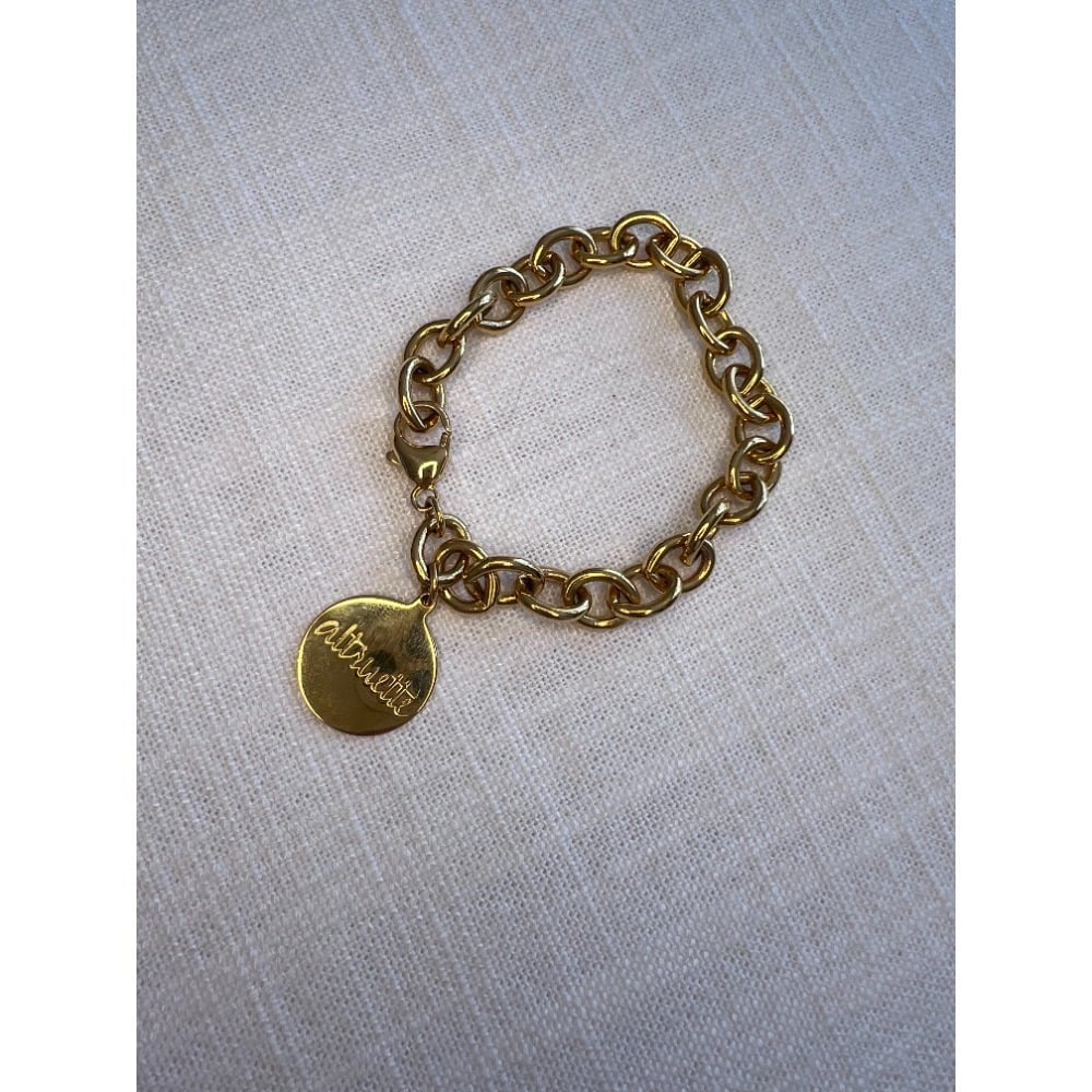 Altruette Charm Bracelet Gold Plated Chain Link Toggle Clasp Designer Jewelry