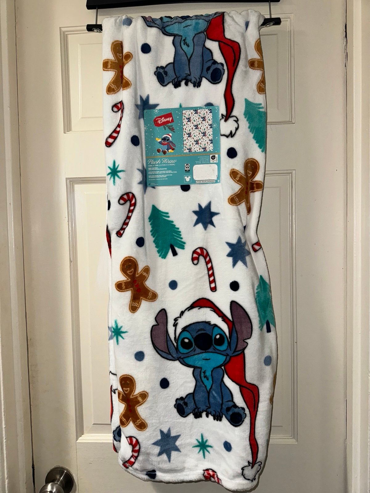 Stitch Christmas Gingerbread Candy Cane Plush Throw 50 In x 70 In