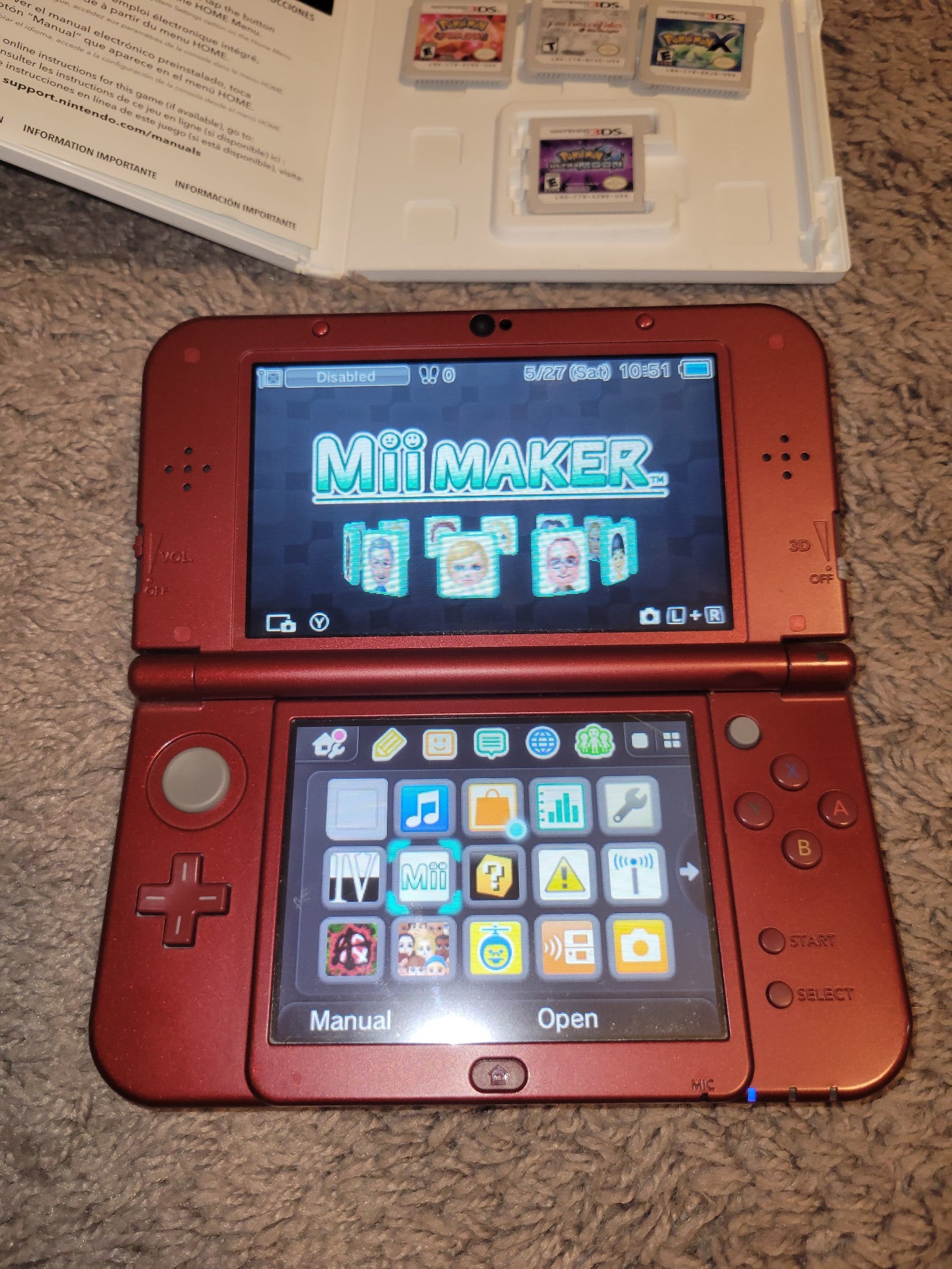 New Nintendo 3DS XL in Red with Games