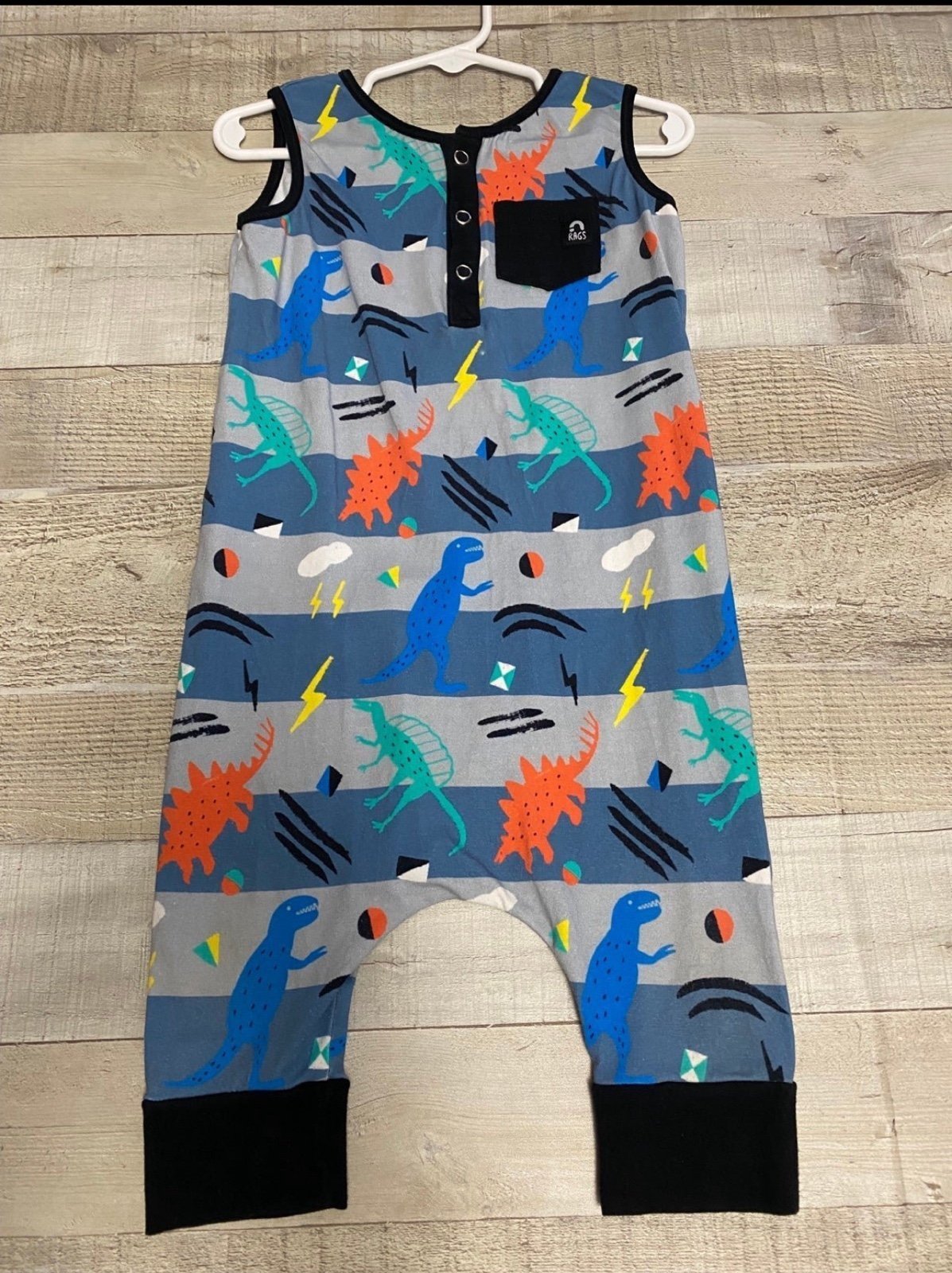 Rags to Raches Dino romper 3/4T