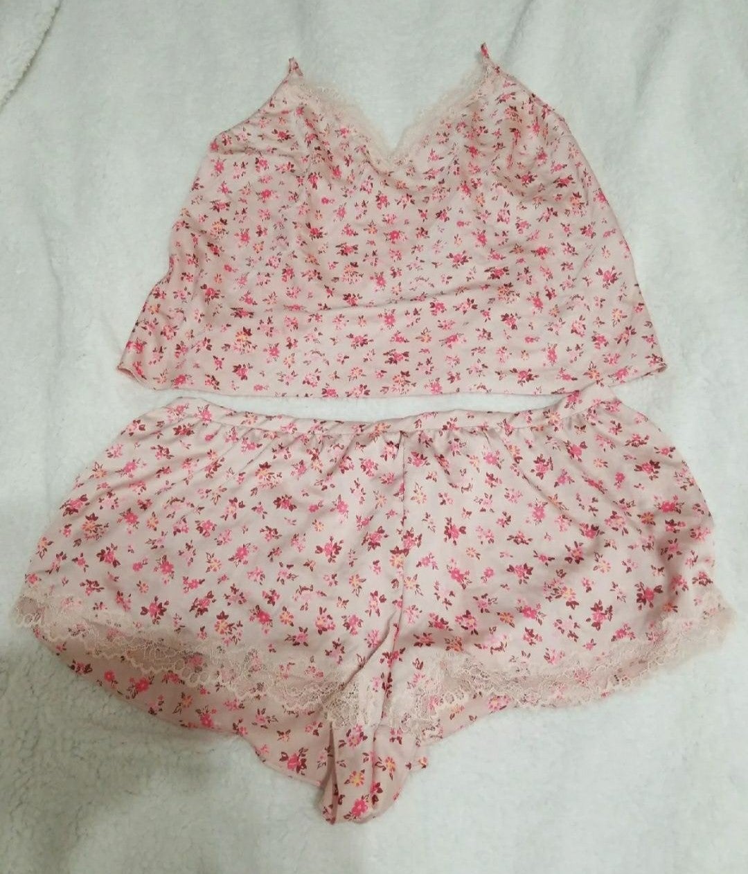 Victoria's Secret Lace trim Satin Top & Short