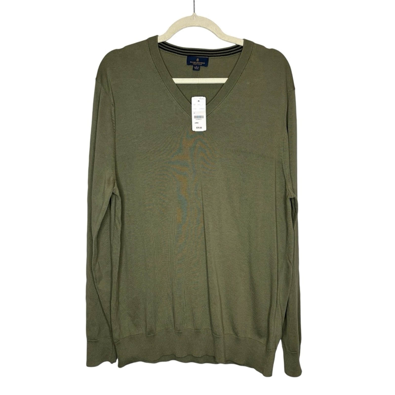 NWT Brooks Brothers V-Neck Cotton Sweater Green