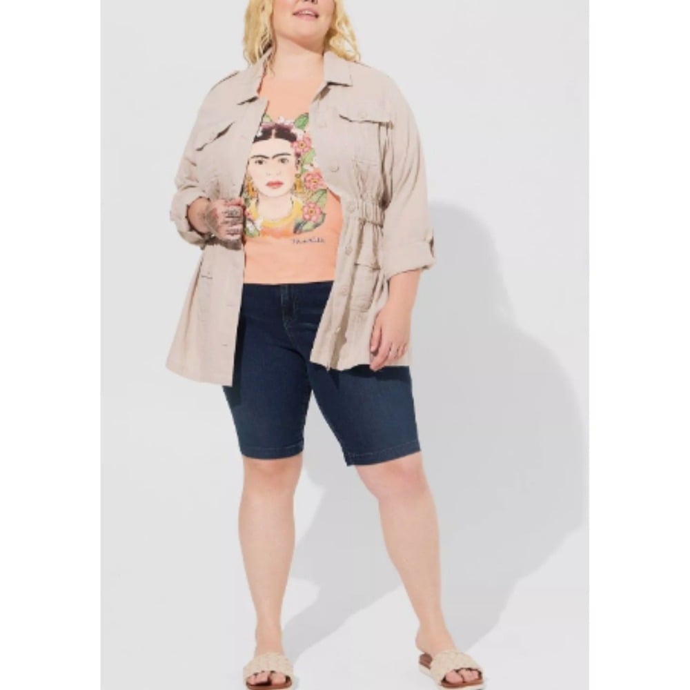 Torrid Light Weight Double Gauze Anorak Utility Jacket Chateau Gray Size 0 US L