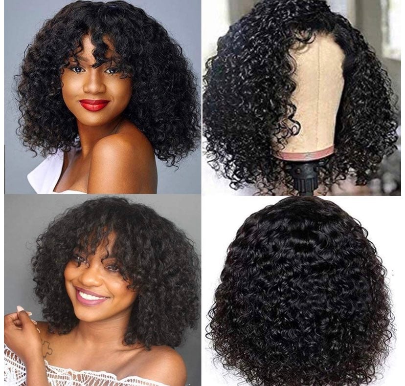 10 inch Kinky Curly Wig with Bangs