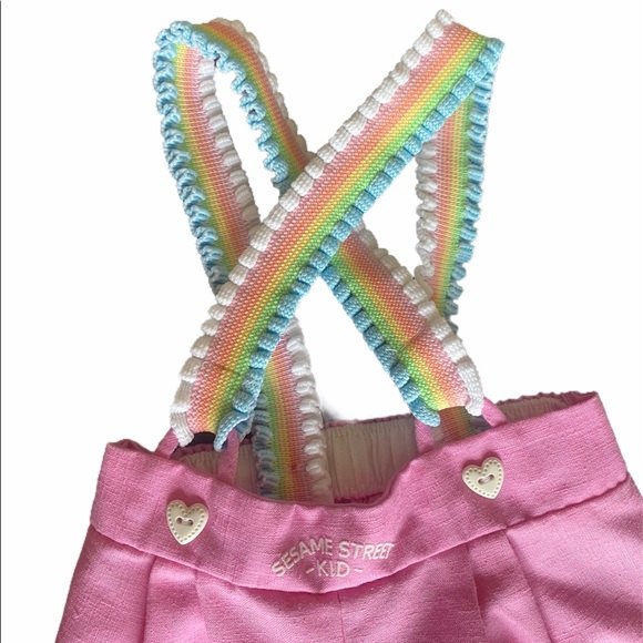 Vintage Sesame Street Kid Pink Pants w Suspenders