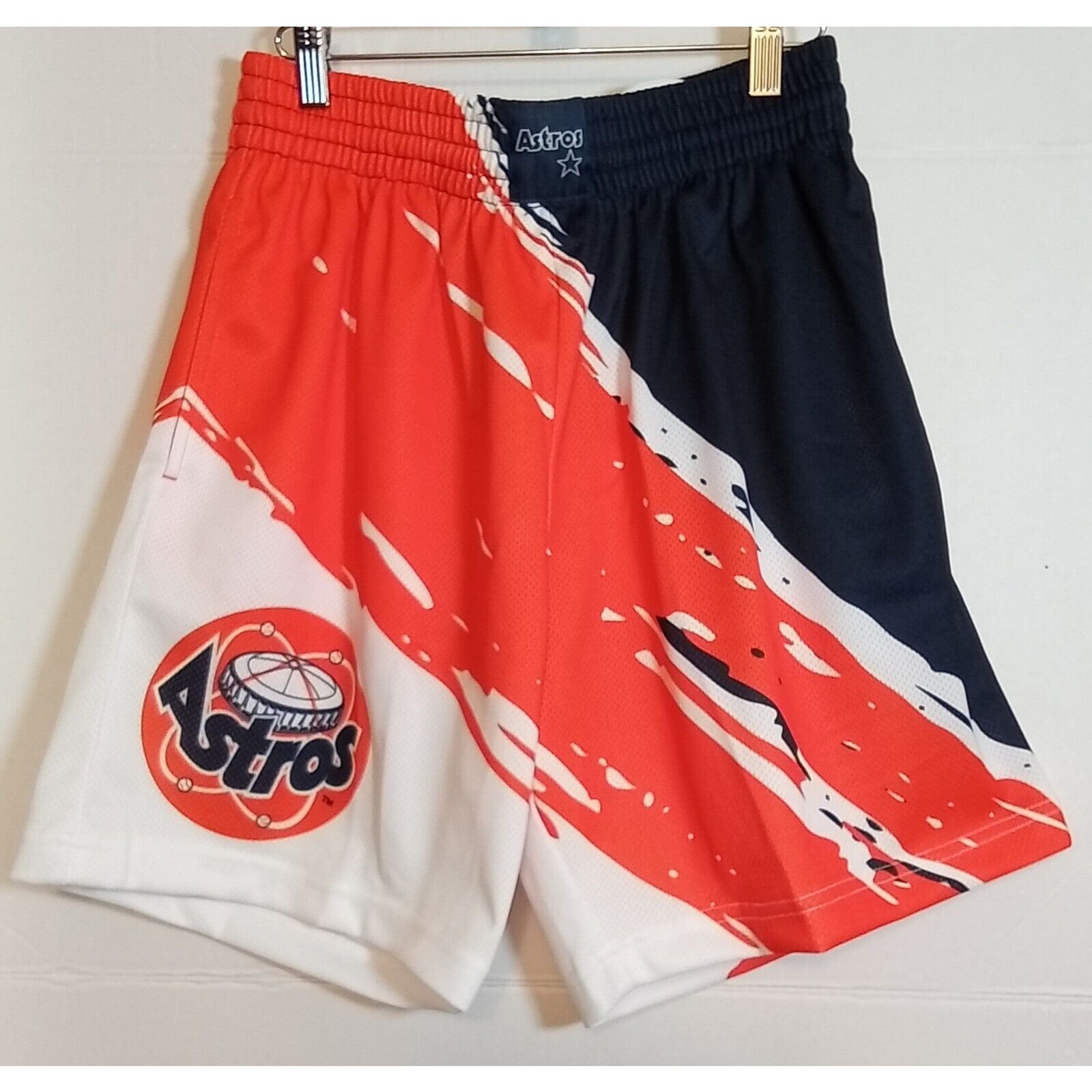 Mitchell & Ness Men's MLB Astros Paint Brush Mesh Shorts Medium