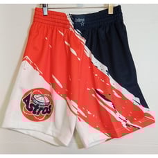 Mitchell & Ness Men's MLB Astros Paint Brush Mesh Shorts Medium