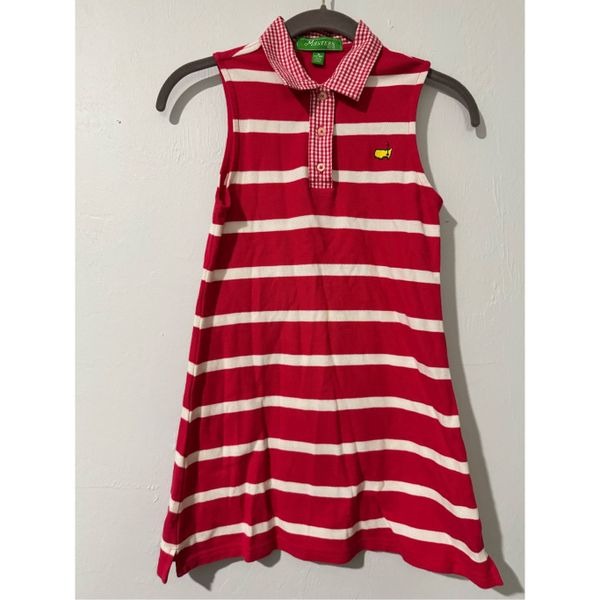 Masters Girl stripped sleeveless dress gingham collar golf dress