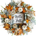 20inch Thanksgiving Fall Wreath, Eucalyptus Berries Pumpkins Lamb Ears Leaves
