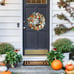 20inch Thanksgiving Fall Wreath, Eucalyptus Berries Pumpkins Lamb Ears Leaves