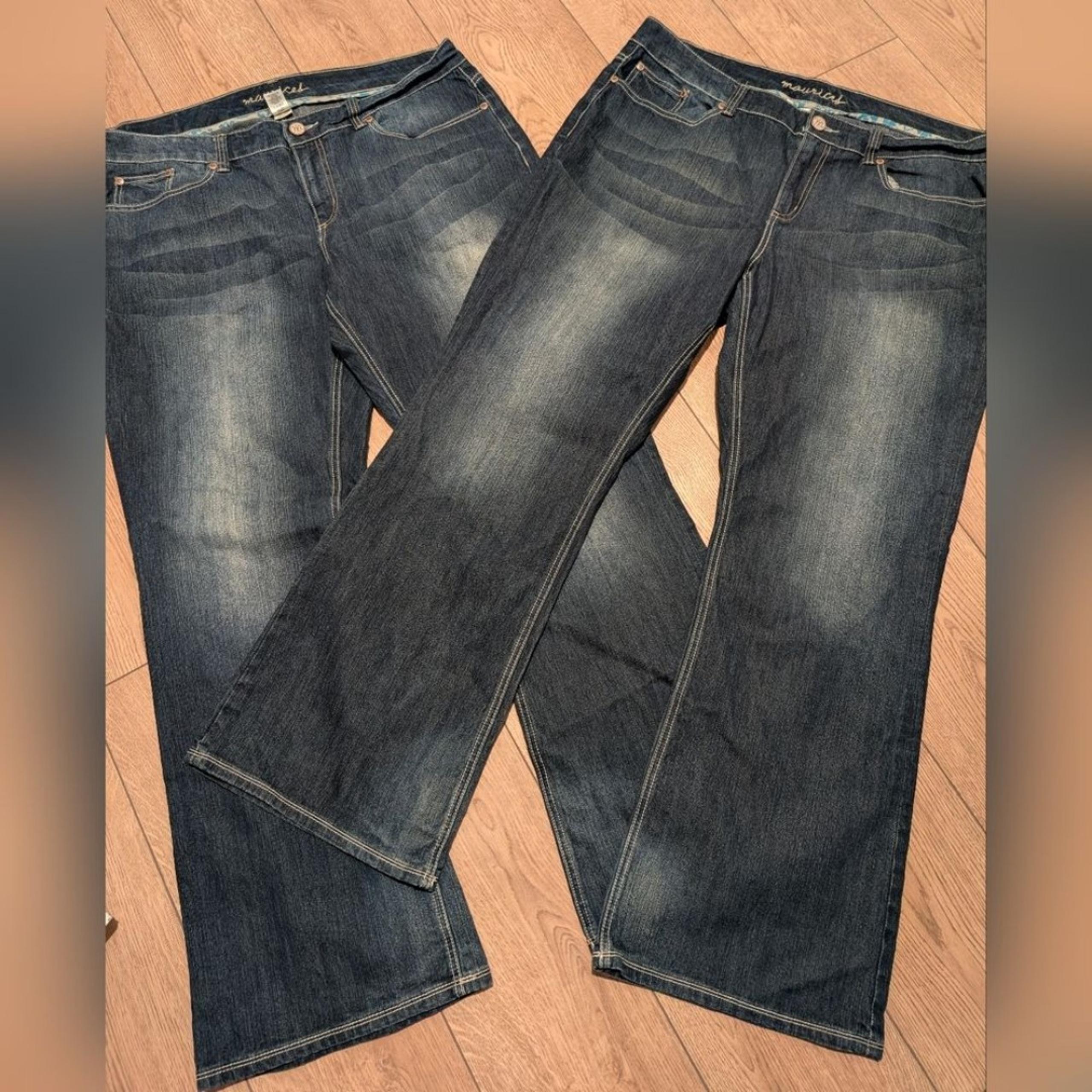 Maurices Jeans Plus 22 Long Orchid Flare Stretch Dark Faded Denim Pants