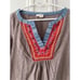 Anthro Meadow Rue Boho embroidered v-neck brown blue and pink long sleeve shirt