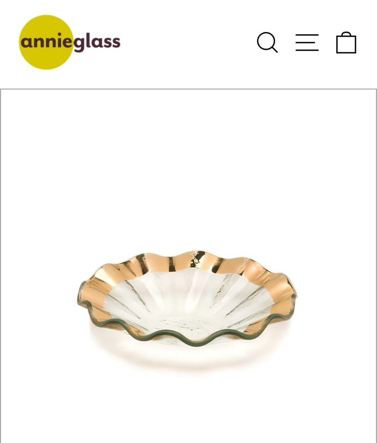 Authentic Annie Glass Gold Plated Ruffle Bowl