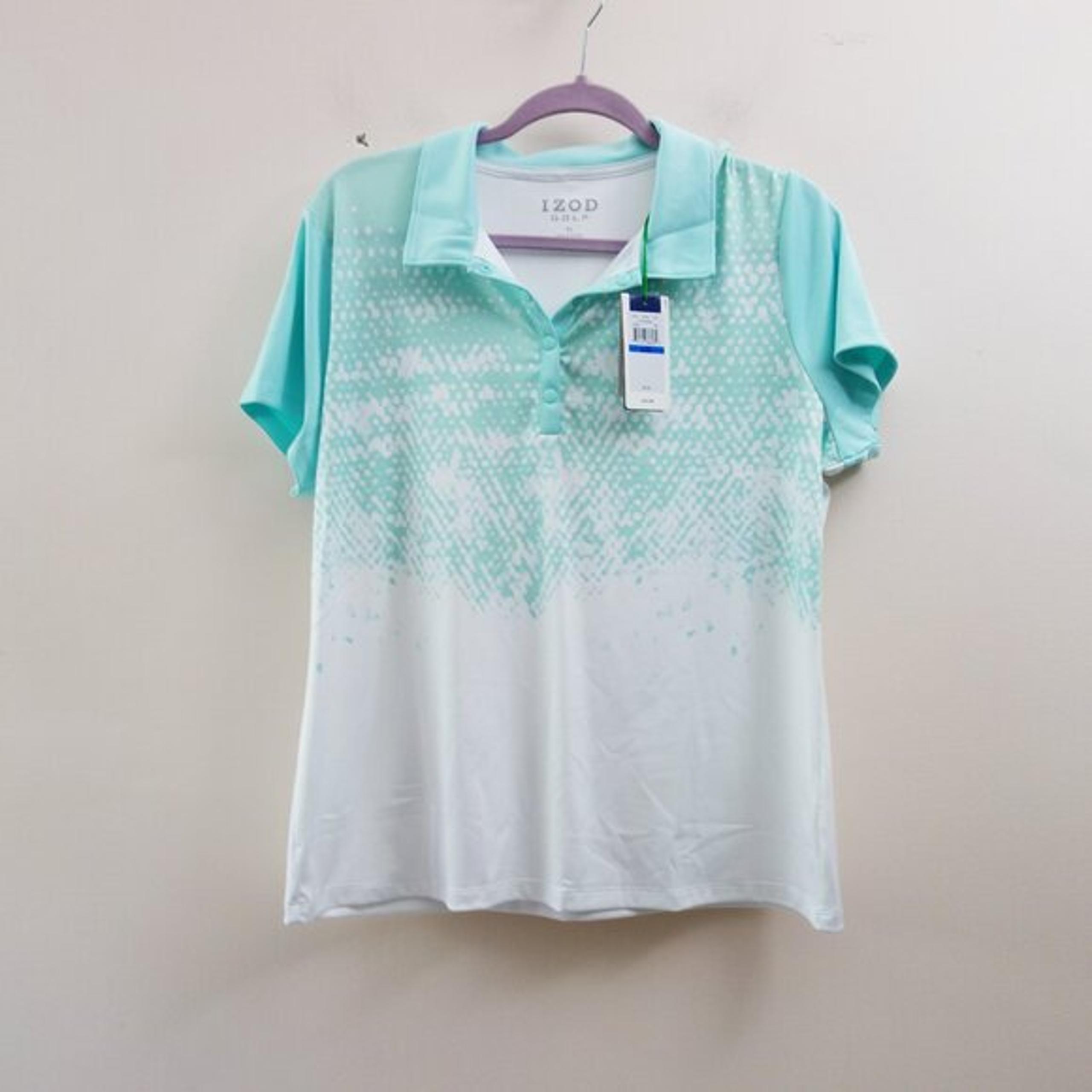 IZOD Women's Golf Polo Shirt White/ Green Size (XL) NWT!