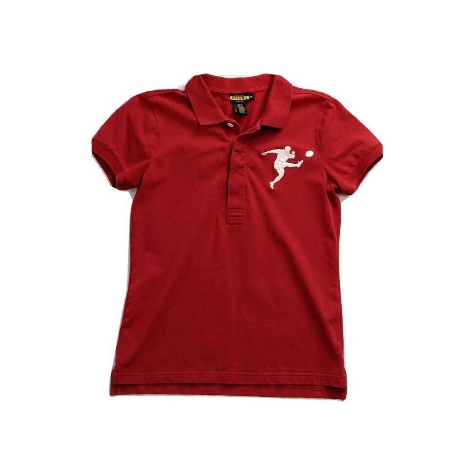 Ralph Lauren Rugby Red Short Sleeve Polo Shirt Sz M Cotton Blend Embroidered