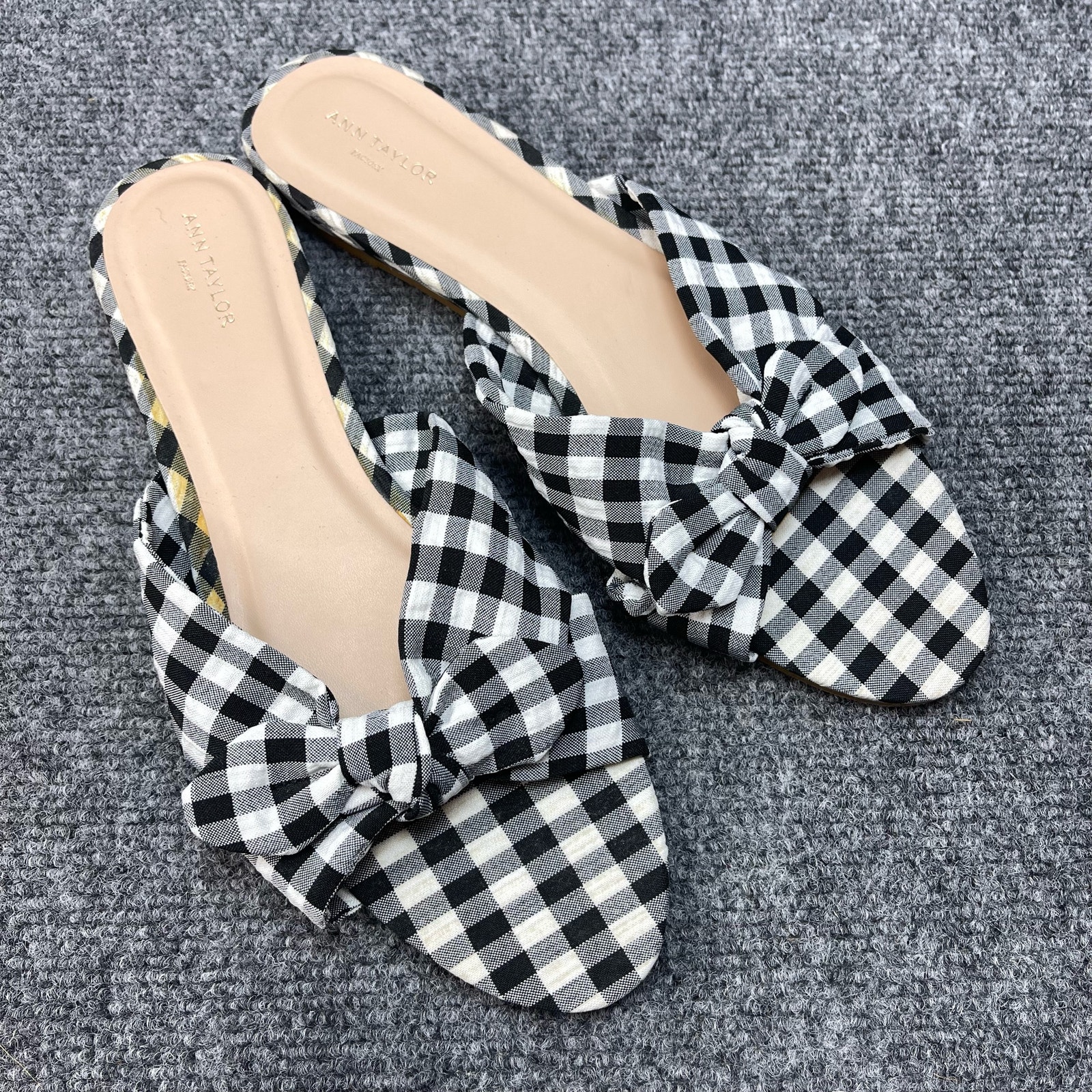 Ann Taylor Factory Gingham Bow Slide Sandal Size 9 M